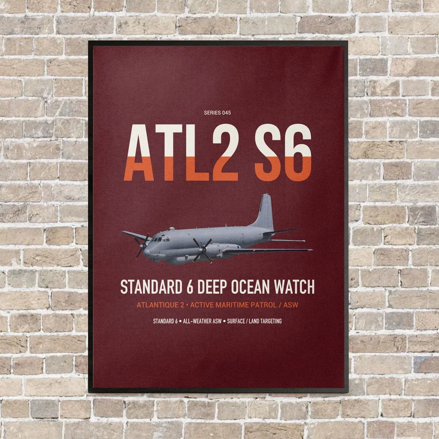 Atlantique 2 Standard 6 vertical canvas print - framed - dark red background