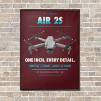Thumbnail for DJI Air 2S vertical canvas print - framed - dark red background