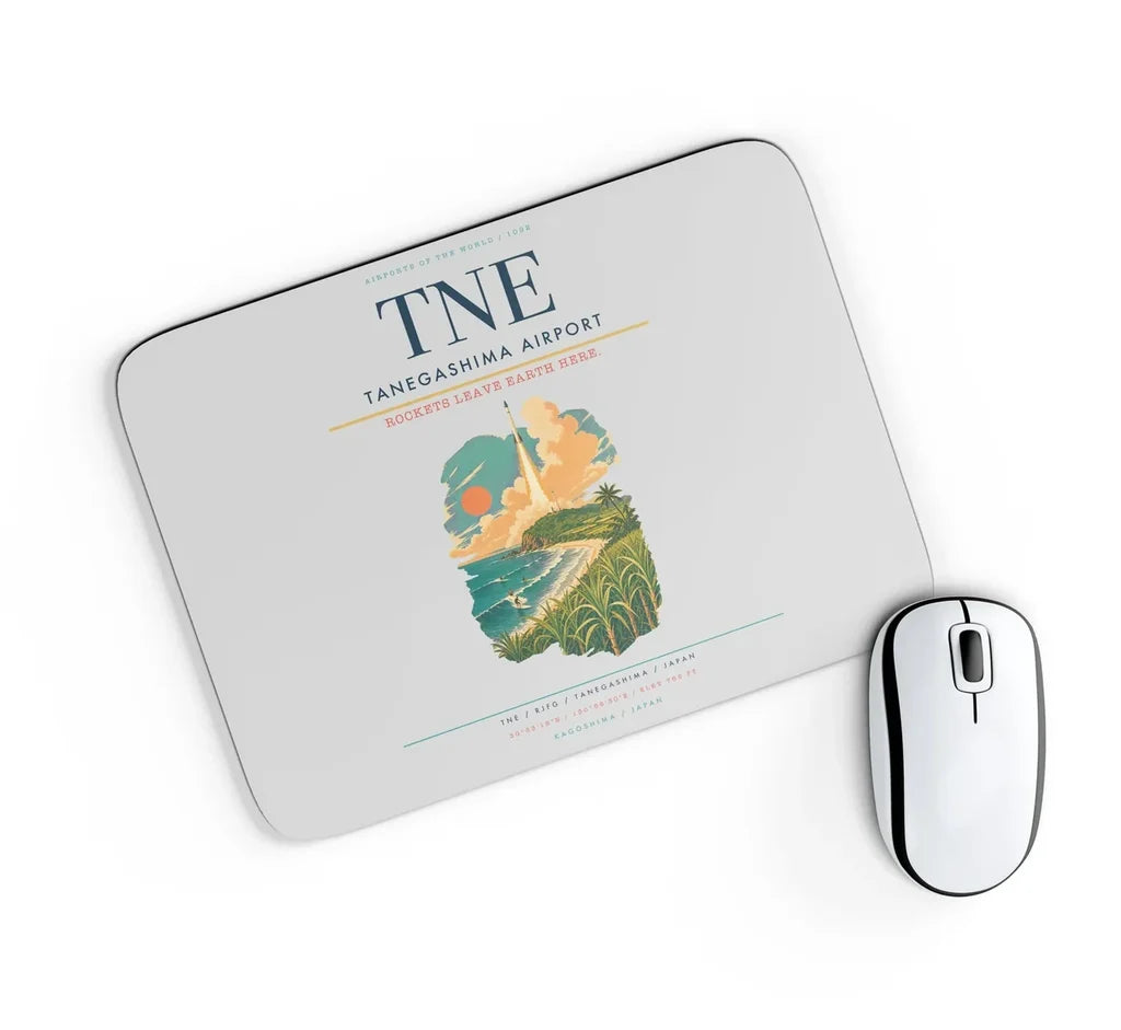 Tanegashima Airport (TNE) design on light gray rectangle mouse pad