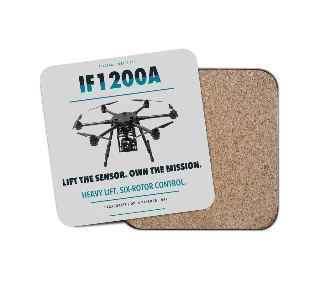 Inspired Flight IF1200A design on light gray 1 piece coaster