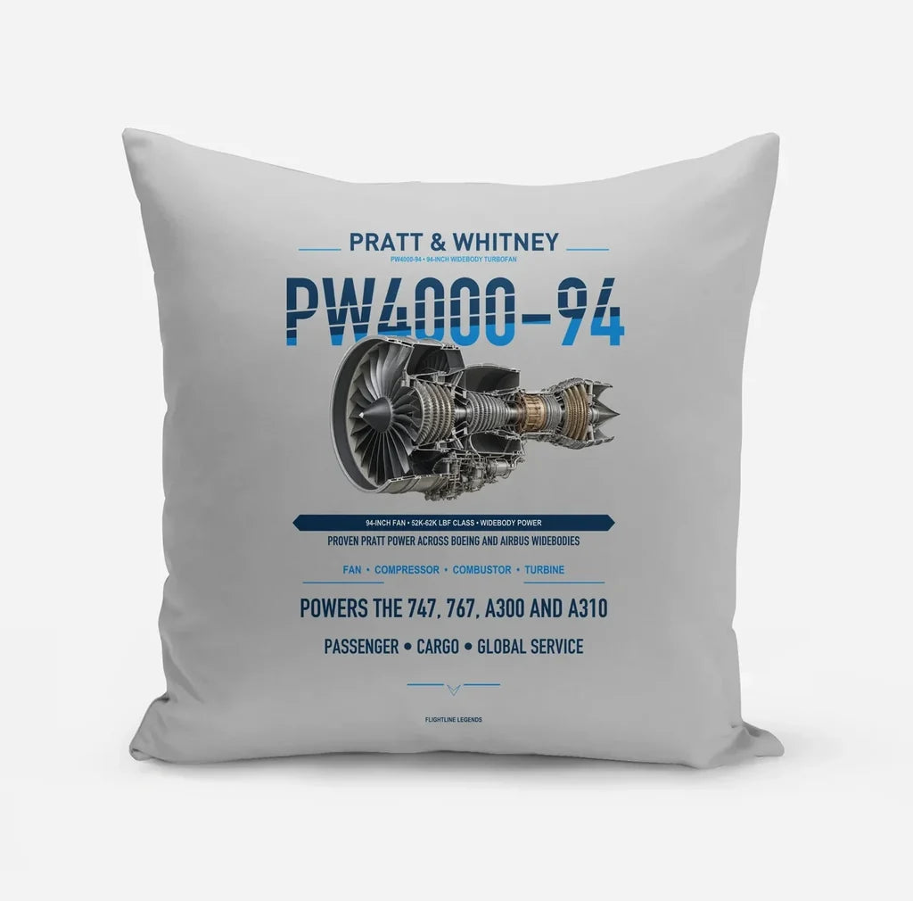 PW4000-94 design on light gray pillow