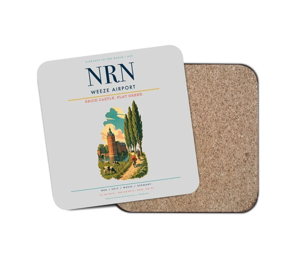 Weeze Airport (NRN) design on light gray 1 piece coaster