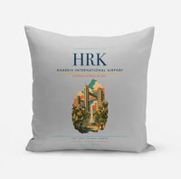 Thumbnail for Kharkiv International Airport (HRK) design on light gray pillow