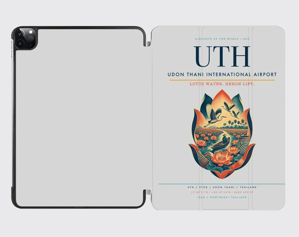 Udon Thani International Airport (UTH) design on light gray ipad tablet case