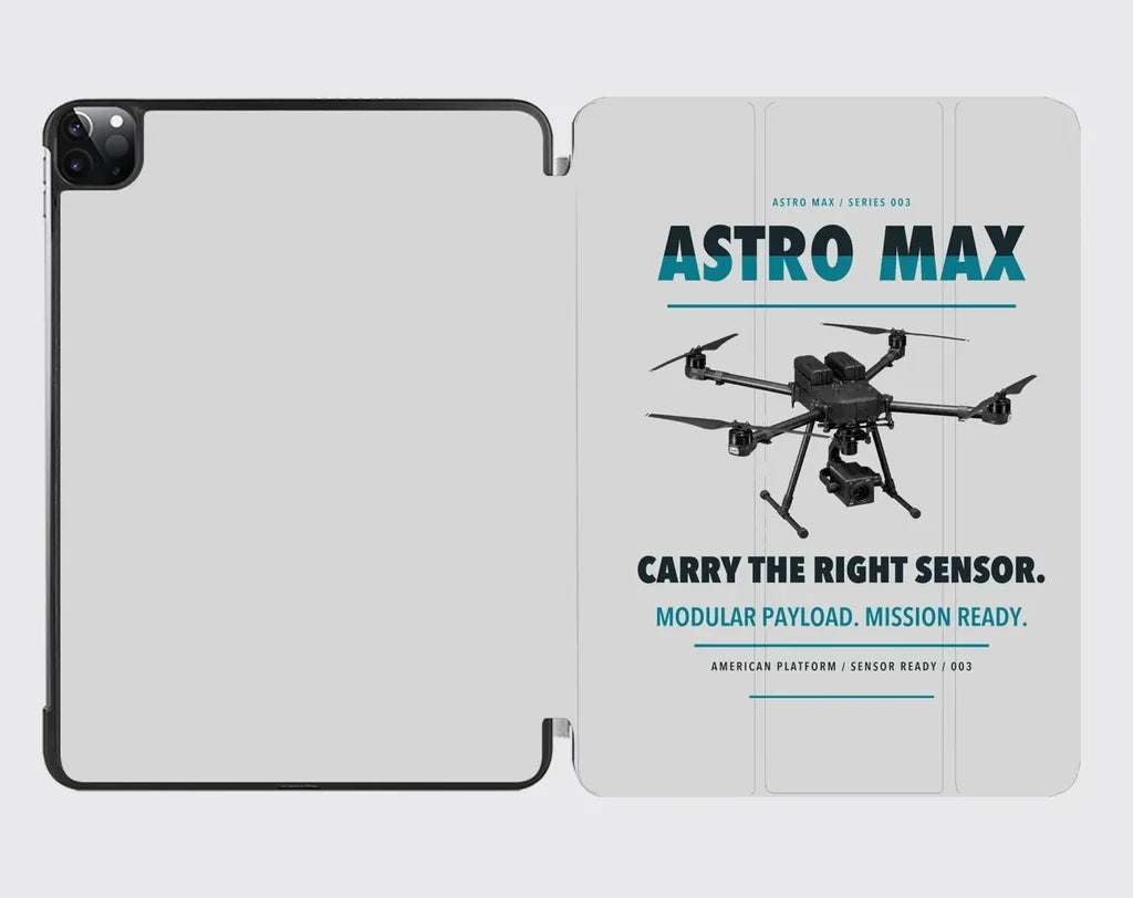 Freefly Astro Max design on light gray ipad tablet case