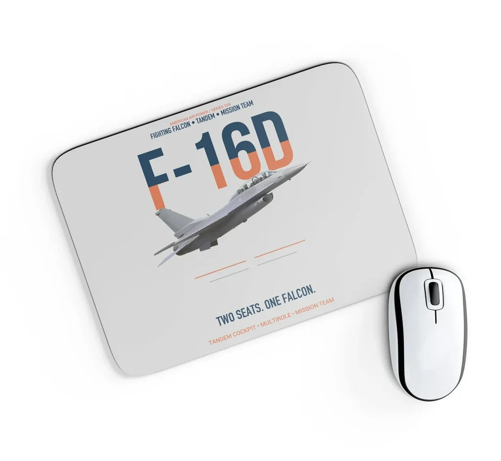 F-16D Fighting Falcon Two Seats One Falcon design on light gray rectangle mouse pad