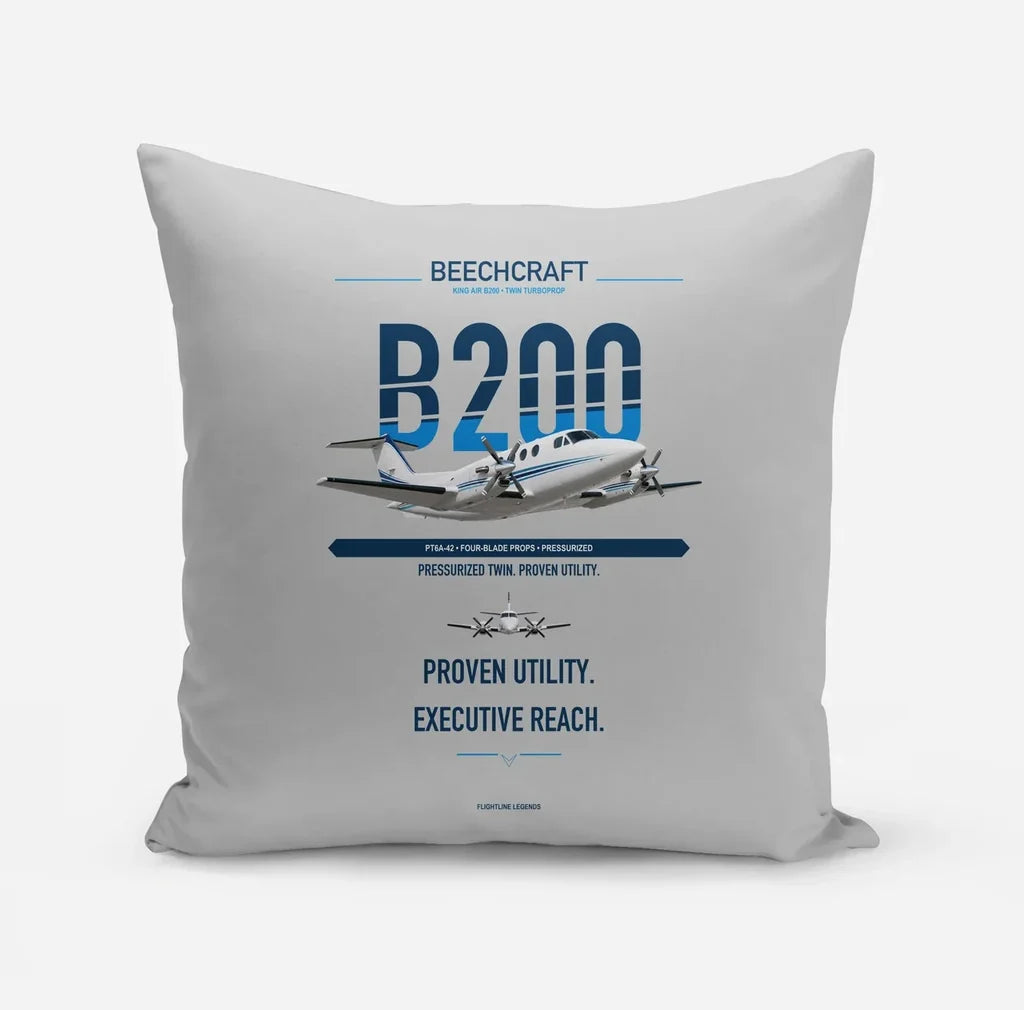 Beechcraft King Air B200 design on light gray pillow