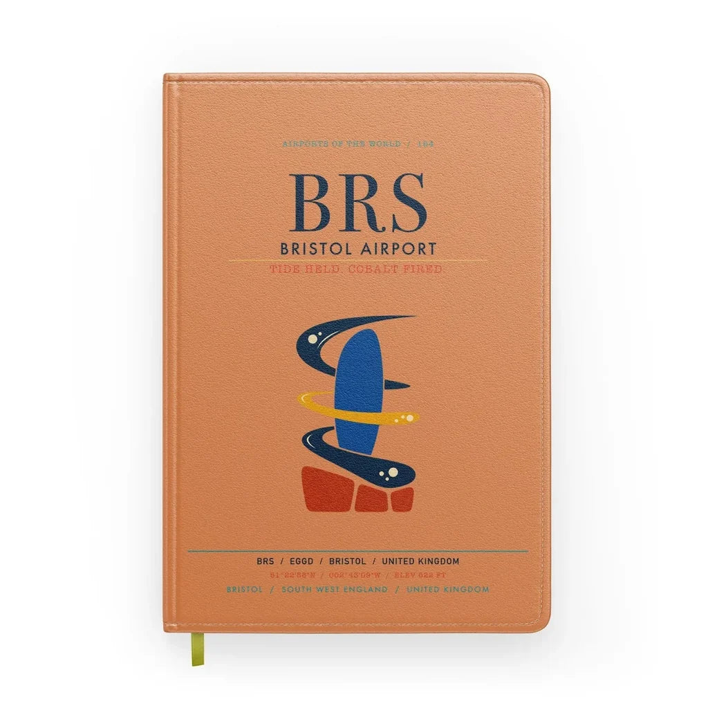 Bristol Airport (BRS) design on orange notebook