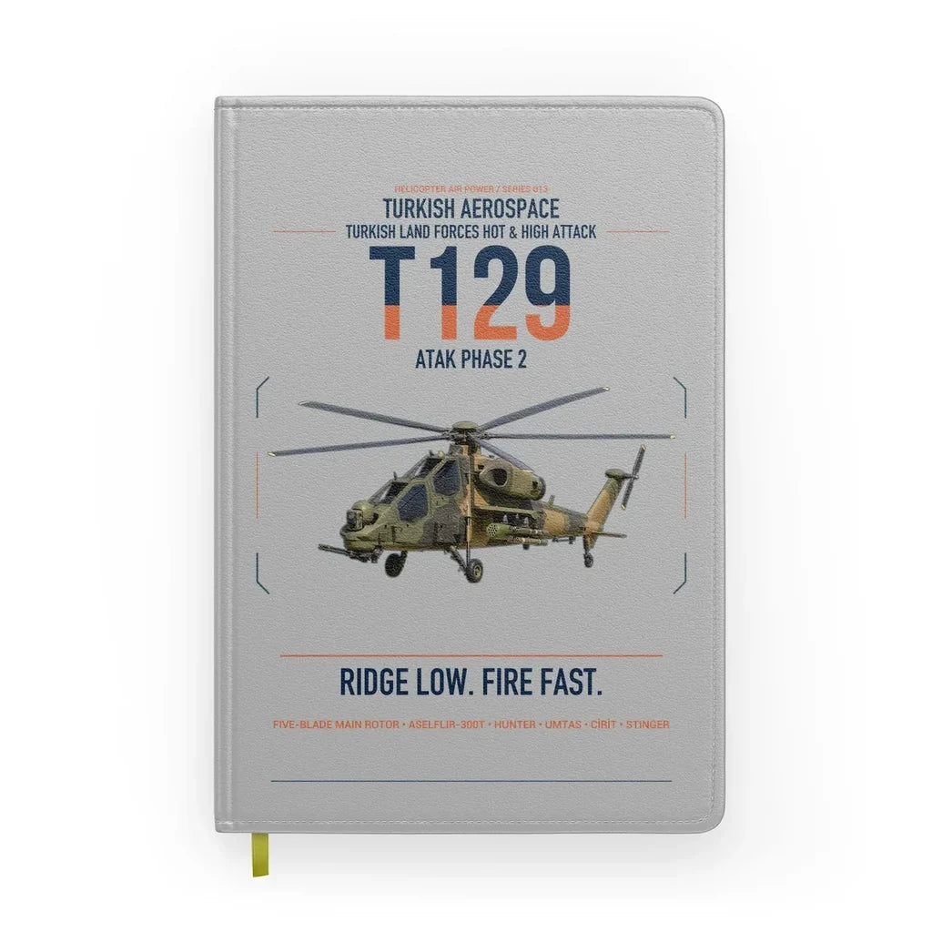 Turkish Aerospace T129 ATAK Phase 2 design on light gray notebook