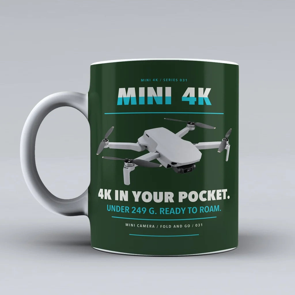 Mini 4K Mug design on dark green dji