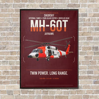 Thumbnail for Sikorsky MH-60T Jayhawk vertical canvas print - framed - dark red background