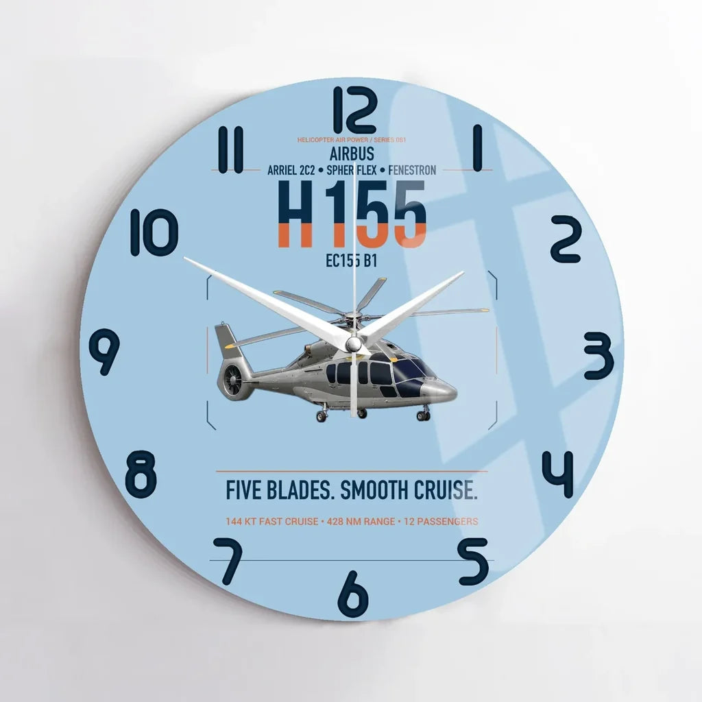 Airbus H155 EC155 B1 design on light blue no frame wall clock