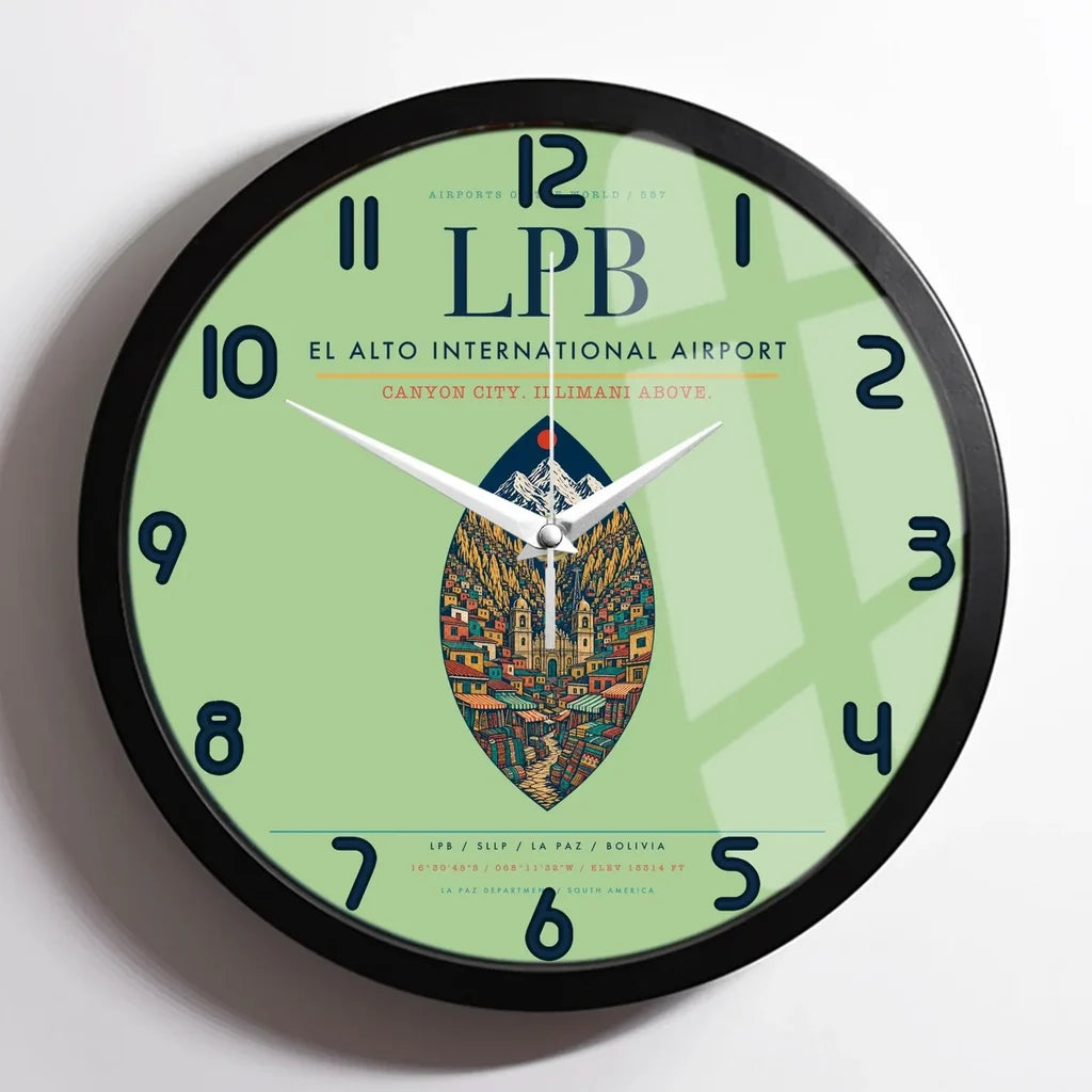 El Alto International Airport LPB Wall-Clock Framed - Light Green