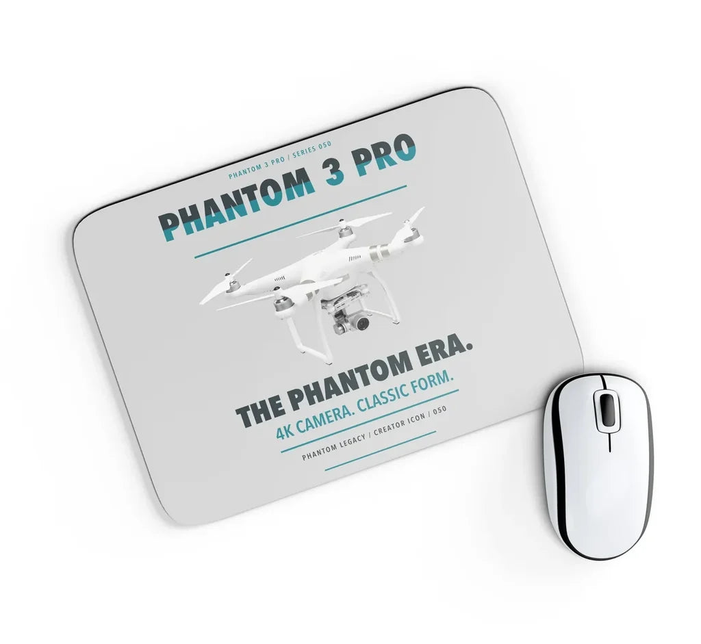 DJI Phantom 3 Professional design on light gray rectangle mouse pad