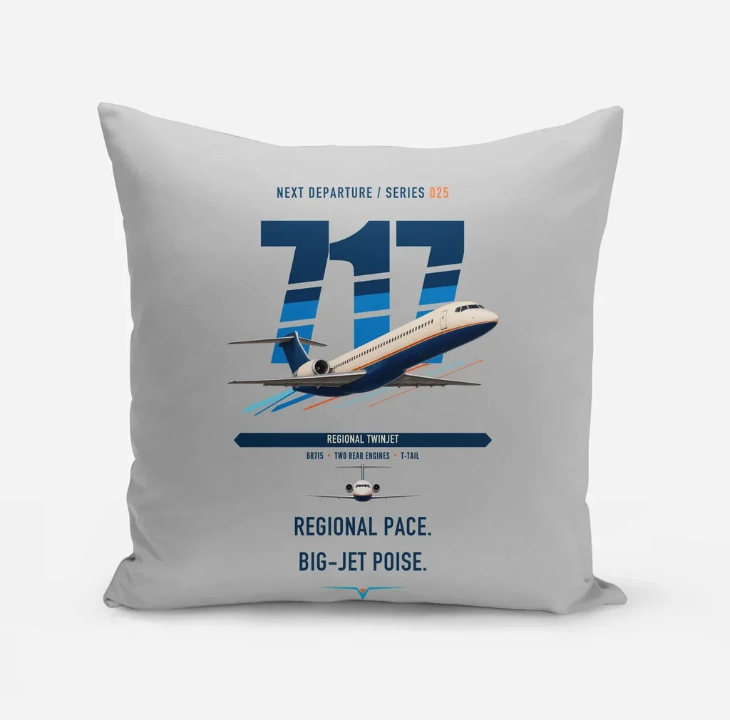 Boeing 717-200 design on light gray pillow