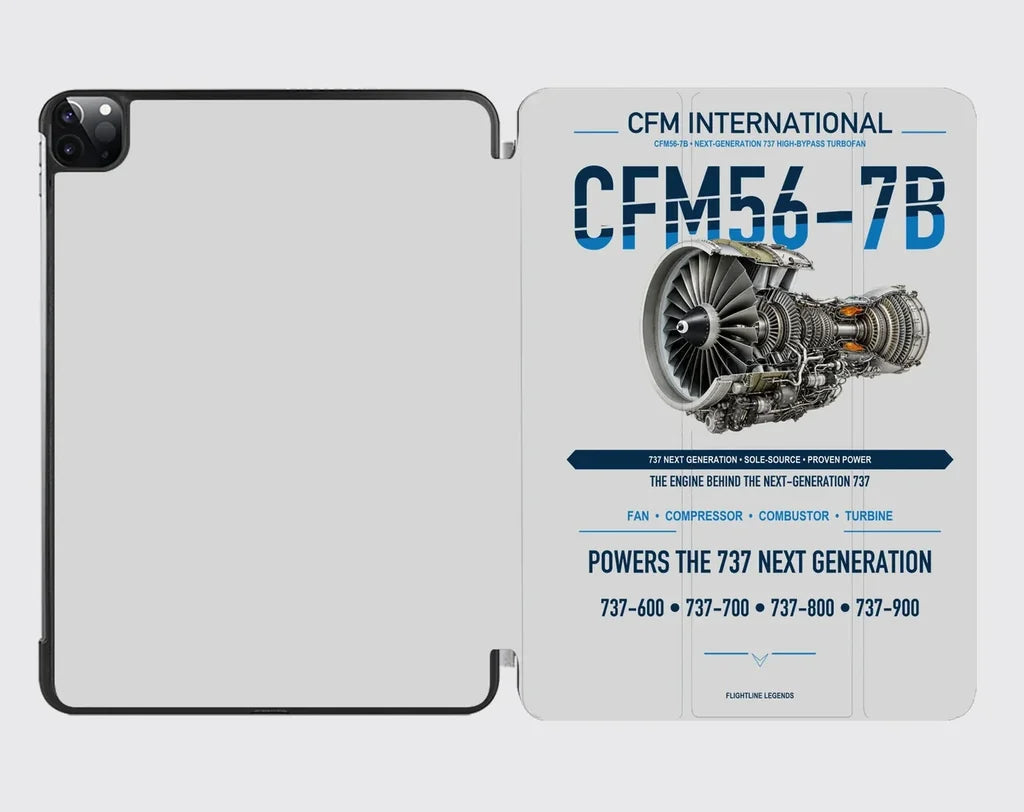 CFM56-7B design on light gray ipad tablet case
