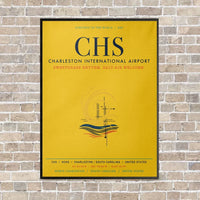 Thumbnail for Charleston International Airport CHS vertical canvas print - framed - yellow background