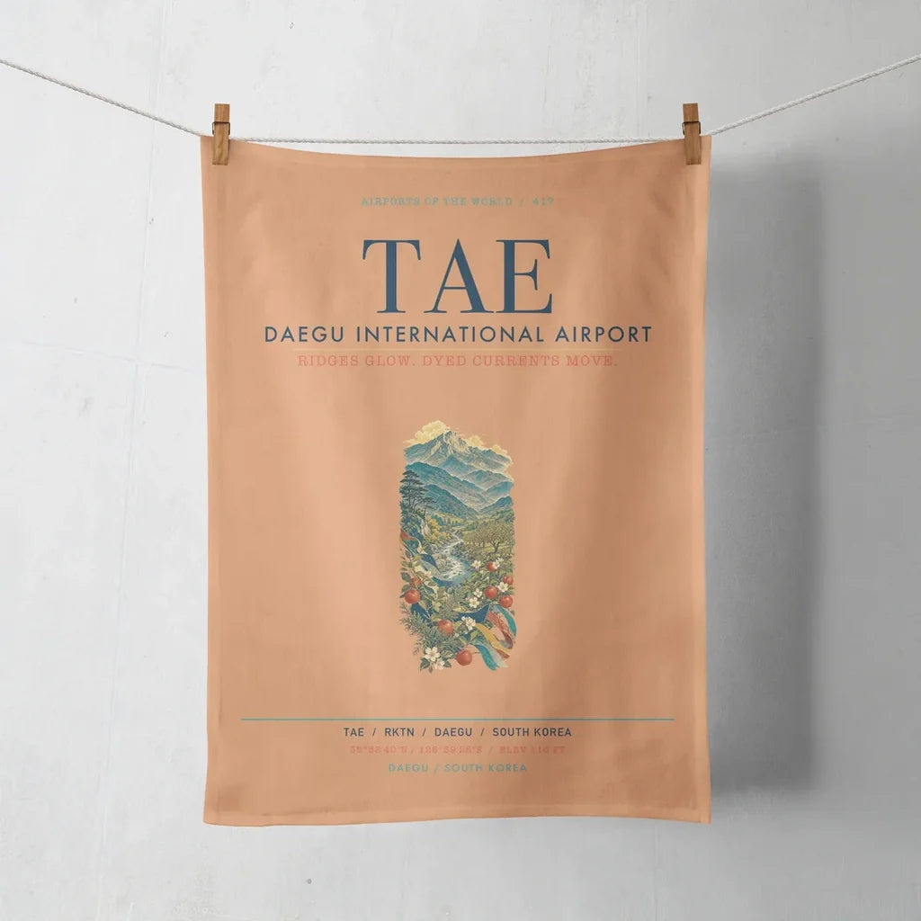 Daegu International Airport (TAE) design on orange towel
