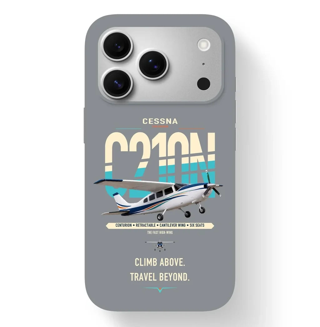 Cessna T210N Centurion design on gray magsafe iphone case, for iPhone 17 Pro
