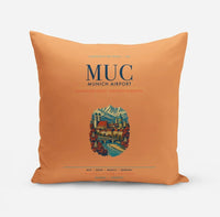 Thumbnail for Munich Airport (MUC) design on orange pillow