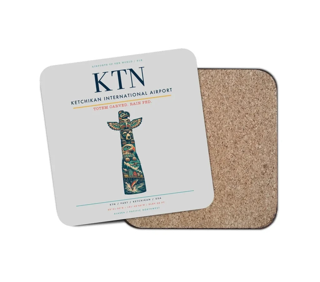 Ketchikan International Airport (KTN) design on light gray 1 piece coaster