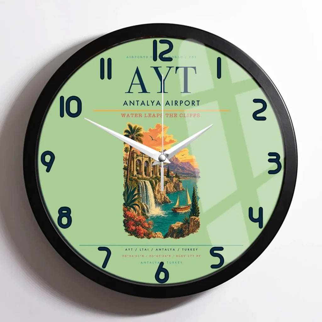 Antalya Airport AYT Wall-Clock Framed - Light Green