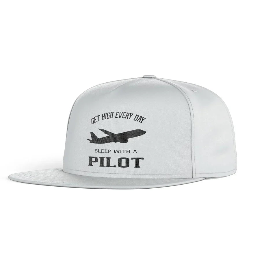 Get High Every Day Sleep With A Pilot snapback - white
