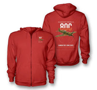 Thumbnail for IAR 80C design on red premium zipped hoodie, double-side print