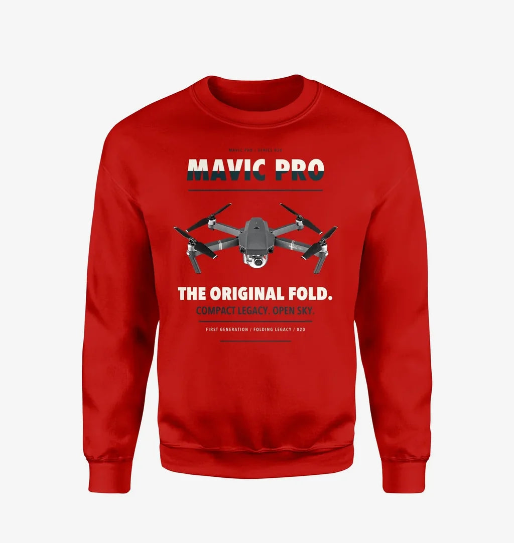 DJI Mavic Pro design on red sweatshirt