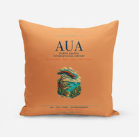 Thumbnail for Queen Beatrix International Airport (AUA) design on orange pillow