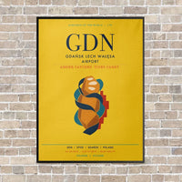 Thumbnail for Gdańsk Lech Wałęsa Airport GDN vertical canvas print - framed - yellow background
