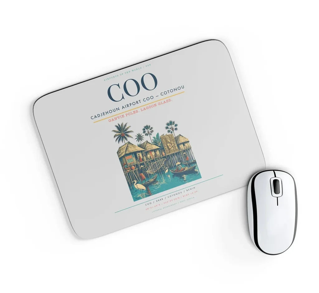 Cadjehoun Airport (COO) design on light gray rectangle mouse pad