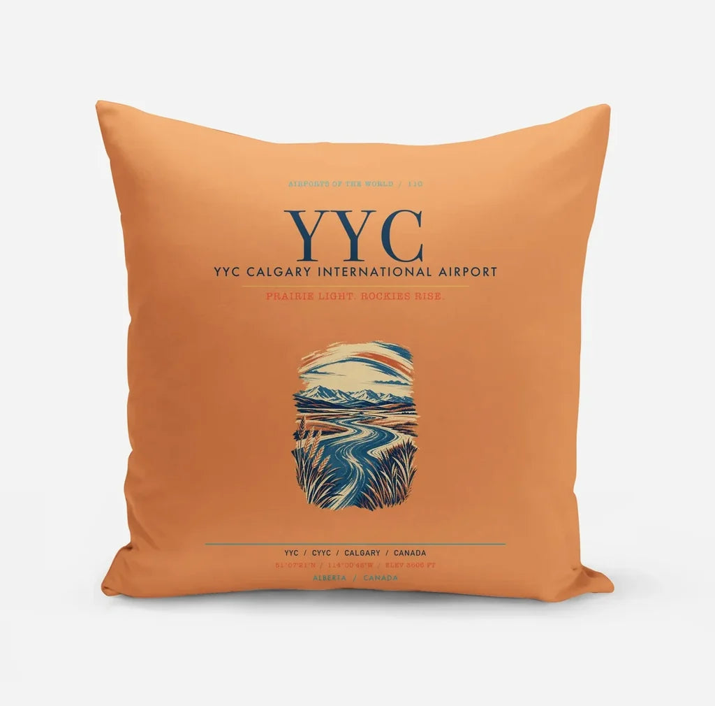 YYC Calgary International Airport (YYC) design on orange pillow
