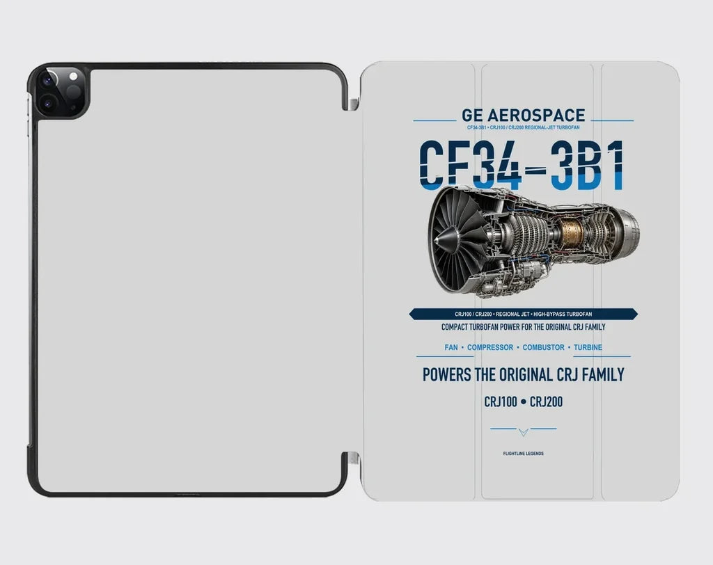 CF34-3B1 design on light gray ipad tablet case