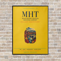 Thumbnail for Manchester–Boston Regional Airport MHT vertical canvas print - framed - yellow background