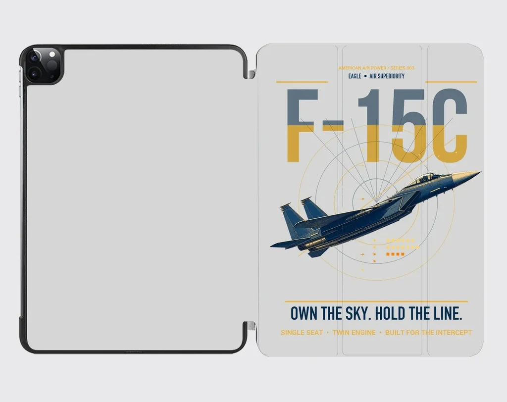 F-15C Eagle design on light gray ipad tablet case