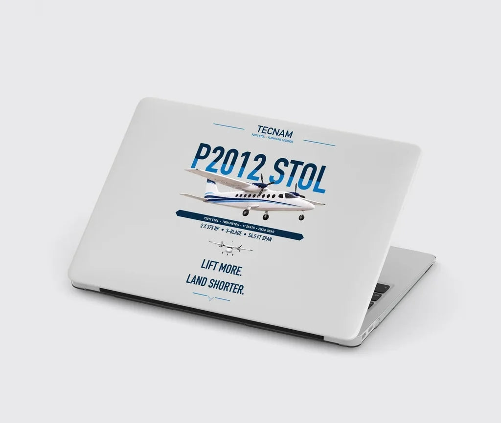 Tecnam P2012 STOL design on light gray MacBook case