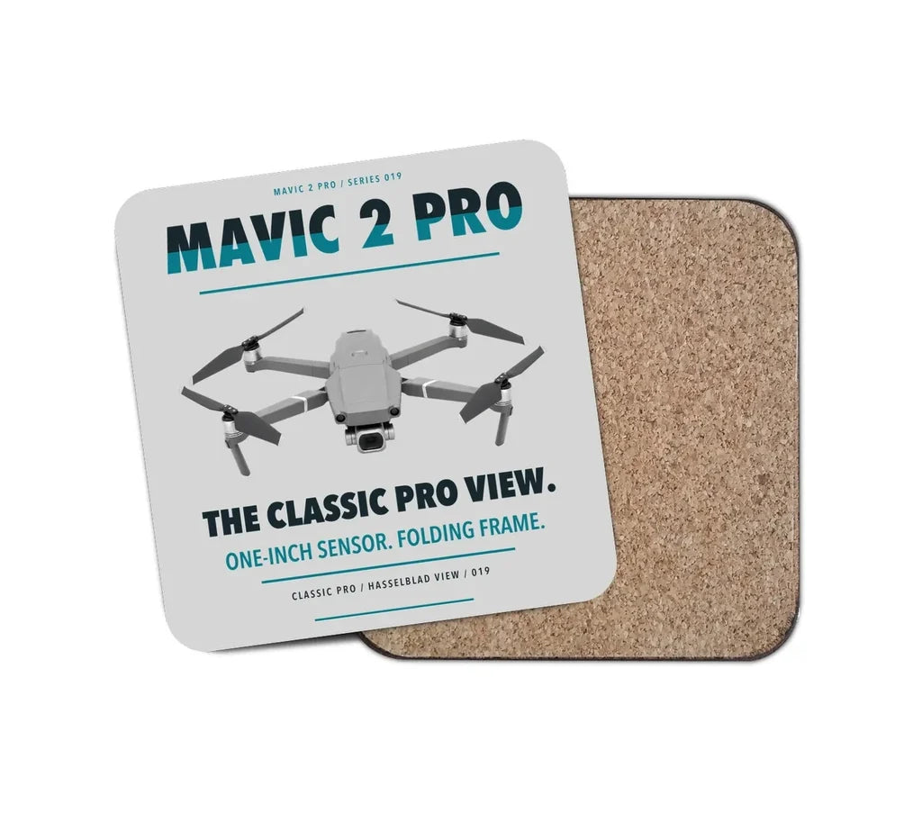 DJI Mavic 2 Pro design on light gray 1 piece coaster