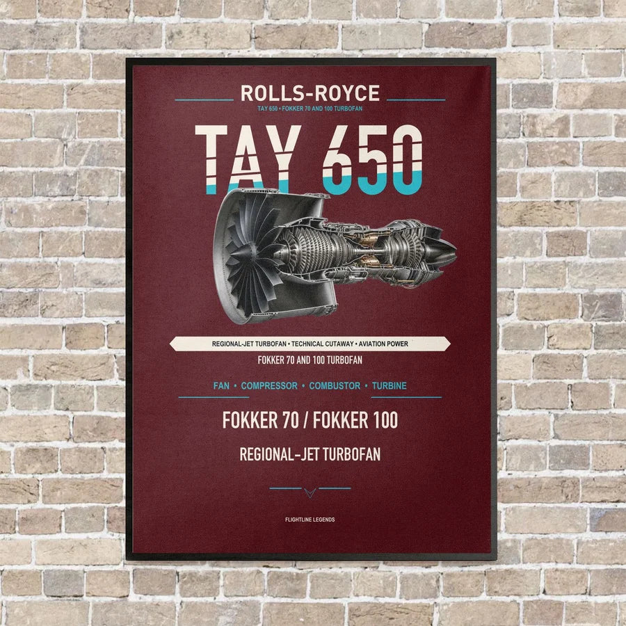 TAY 650 vertical canvas print - framed - dark red background
