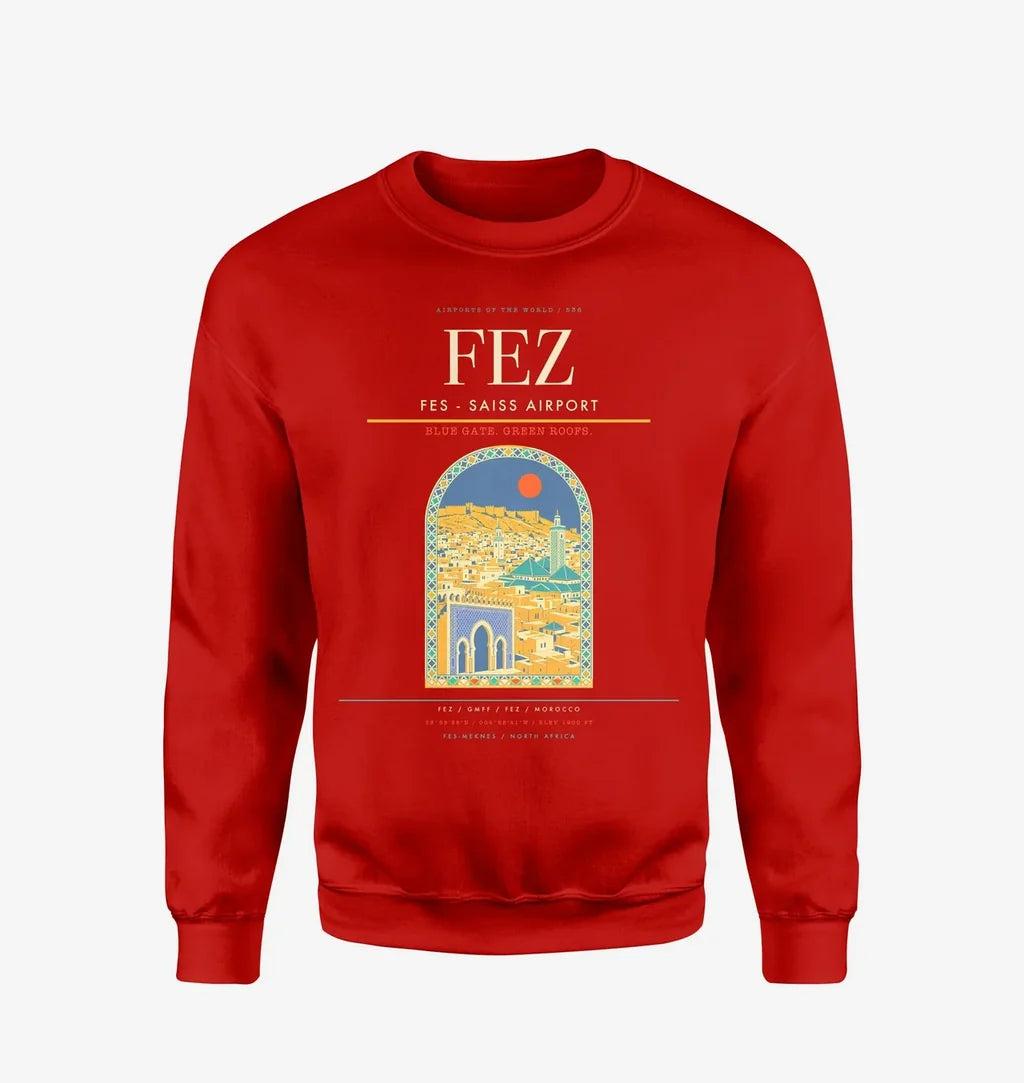 Fes (FEZ) design on red sweatshirt