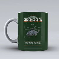 Thumbnail for Sud Aviation SA 321G Super Frelon design on dark green ceramic mug, double-side print
