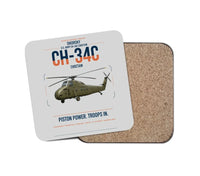 Thumbnail for Sikorsky CH-34C Choctaw design on light gray 1 piece coaster