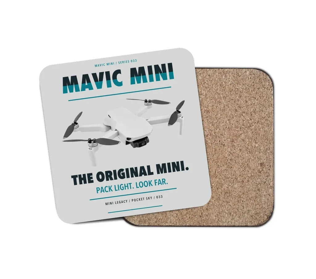 DJI Mavic Mini design on light gray 1 piece coaster