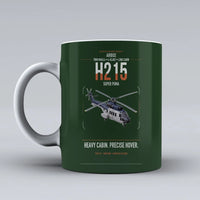 Thumbnail for Airbus H215 design on dark green ceramic mug, double-side print