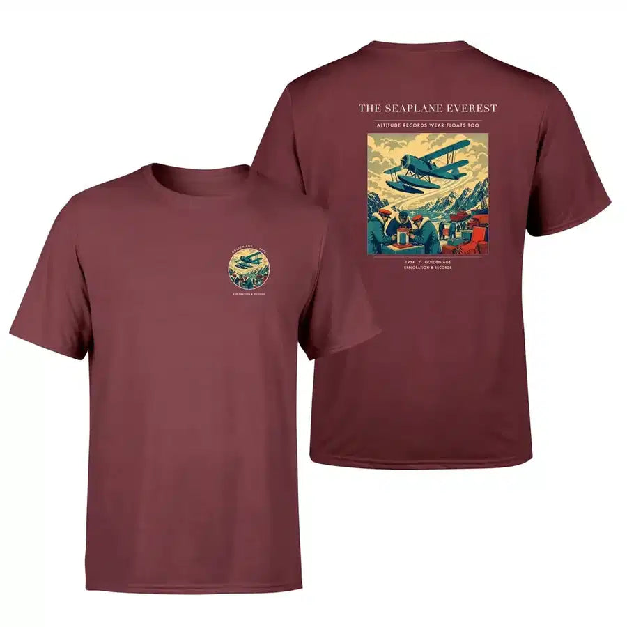 VINTAGE G4296 - The Seaplane Everest - Double-Side T-Shirt design on darkred double side t shirt