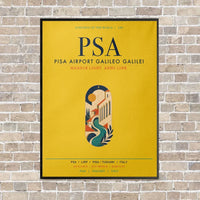 Thumbnail for Pisa Airport Galileo Galilei PSA vertical canvas print - framed - yellow background
