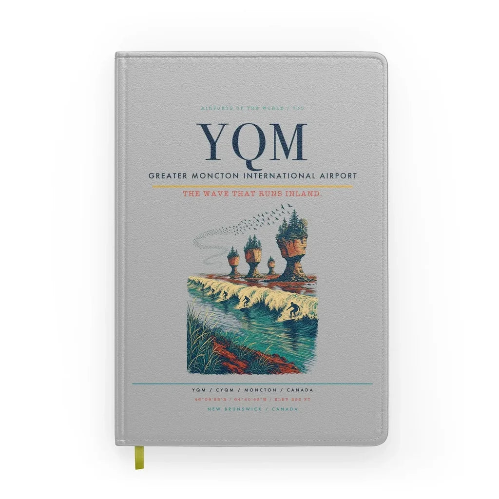Greater Moncton International Airport (YQM) design on light gray notebook