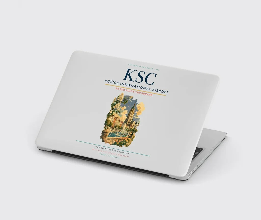 Košice International Airport (KSC) design on light gray MacBook case
