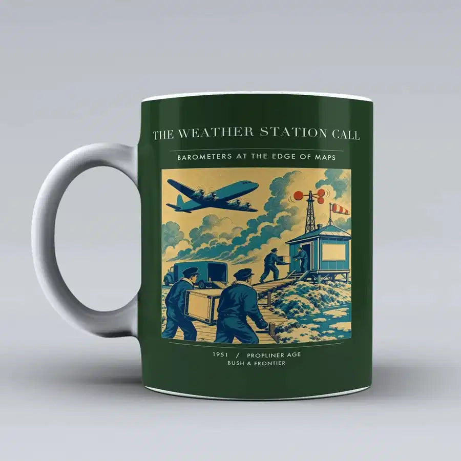 VINTAGE G4288 - The Weather Station Call - Ceramic Mug design on darkgreen