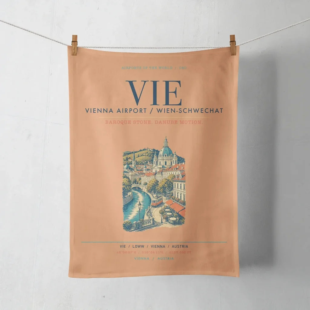 Vienna Airport (VIE) design on orange towel